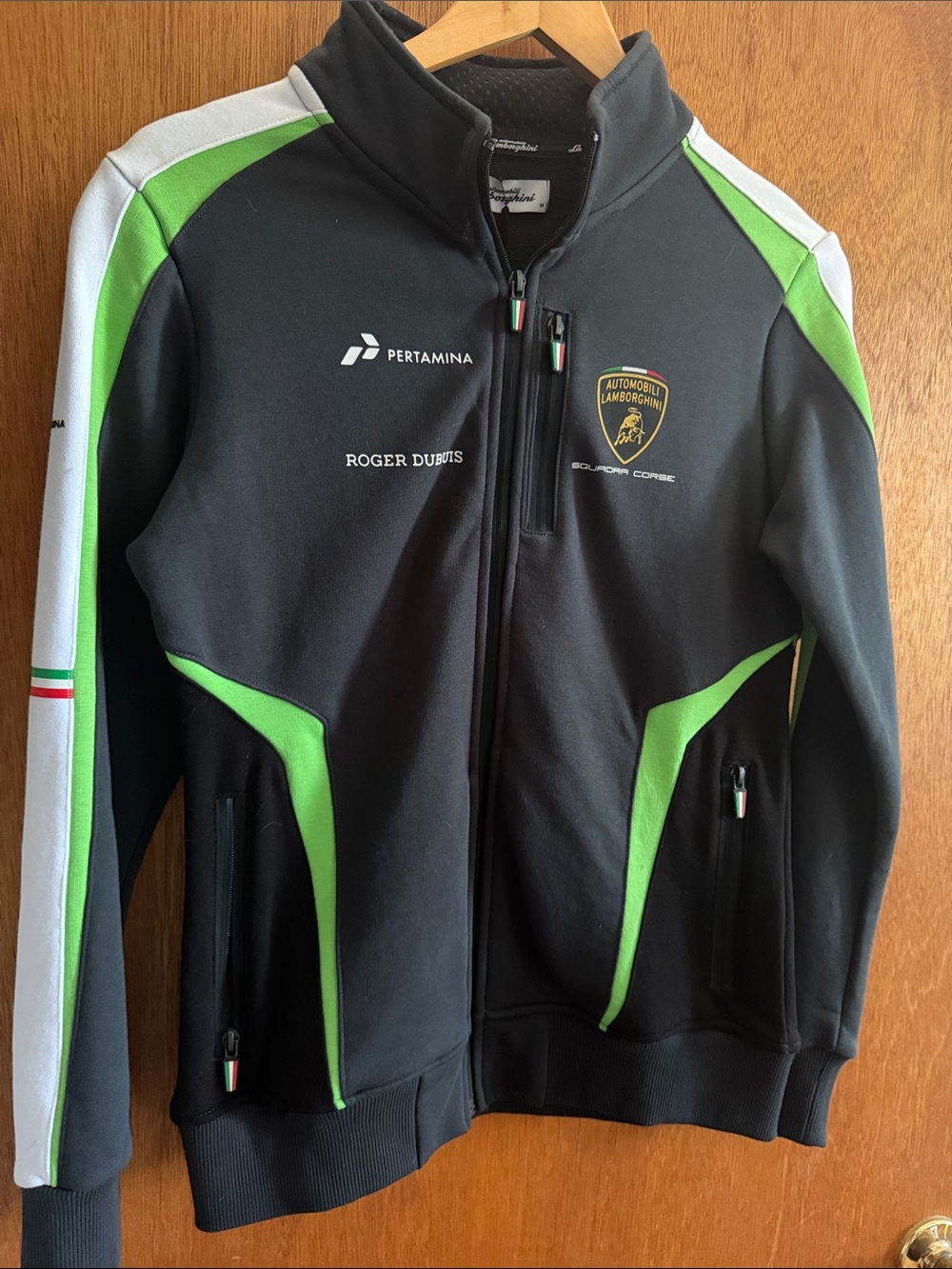 Lamborghini Black Jacket with Green and White Accents
